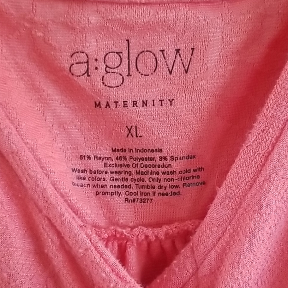 A:glow Maternity Front Tie Jacquard Sleeve Top - Picture 2 of 3